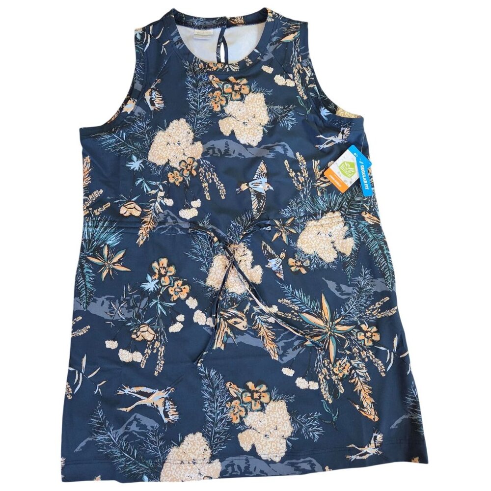 Columbia Women's XXL Sleeveless Floral Bird Print Bogata Bay Dress Omni-Shield